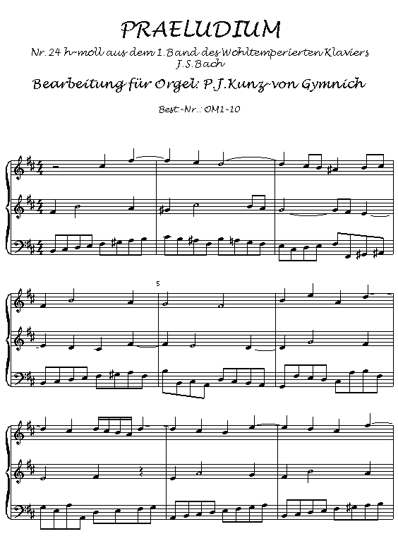 Peter Josef Kunz-von Gymnich :JSBach  Praeludium h-moll fr Orgel solo