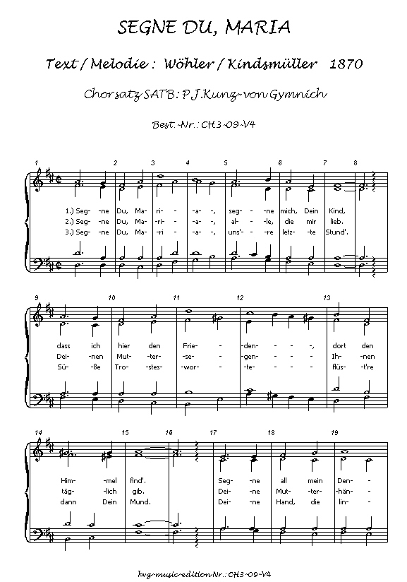 Peter Josef Kunz-von Gymnich : Segne Du , Maria SATB