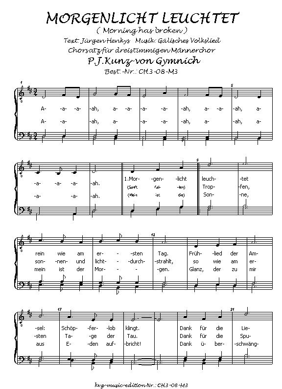 Noten Morgenlicht Leuchtet TBB
