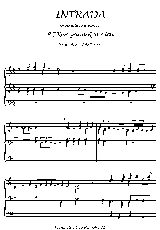 Peter Josef Kunz-von Gymnich : Intrada C-Dur für Orgel solo